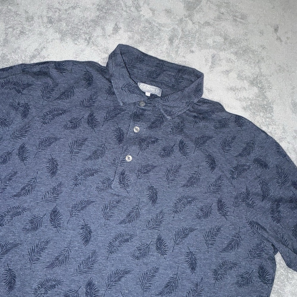 Fish Hippie Polo Shirt Men L Blue Casual Outdoor Golf Fish Short Sleeve Palms